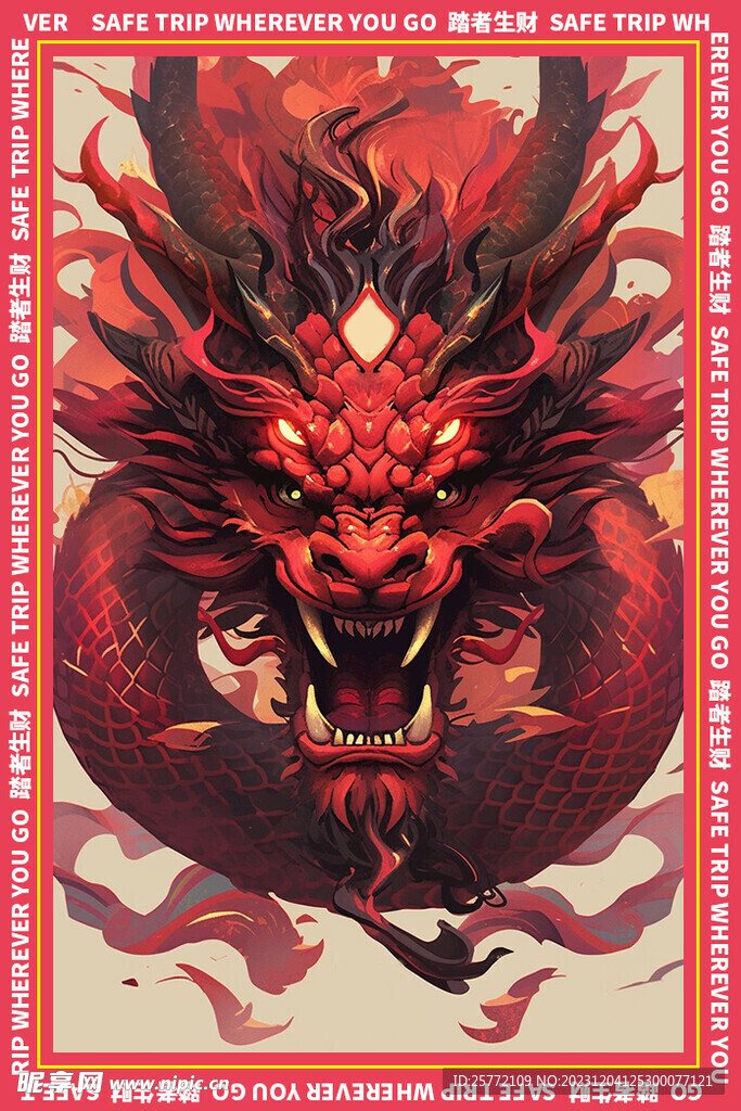 红色大气的龙地垫