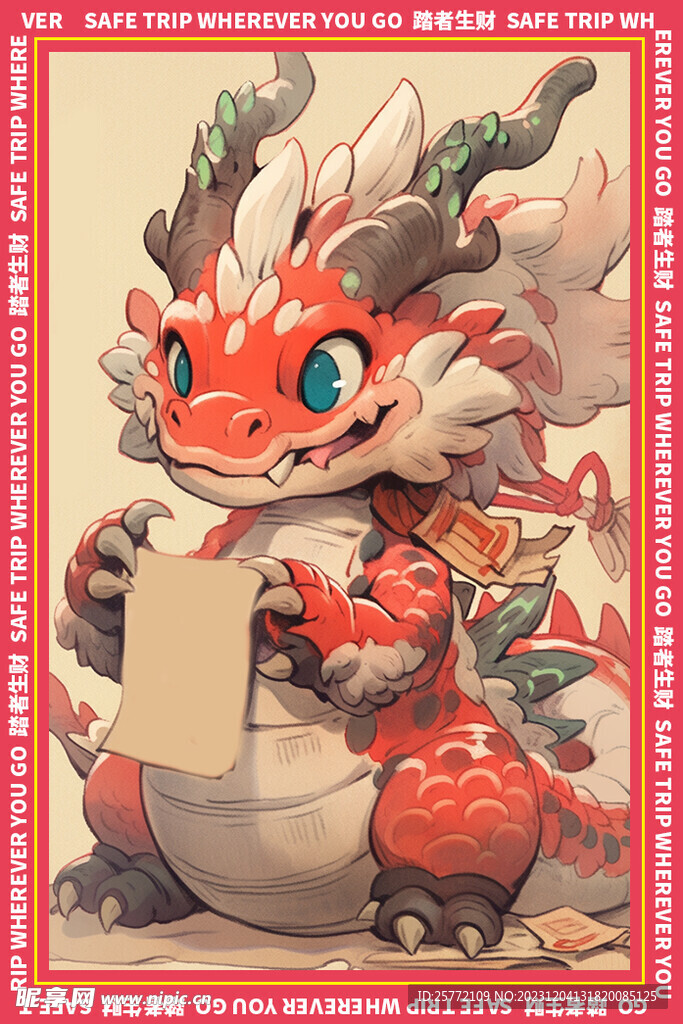 简约龙年地垫图案