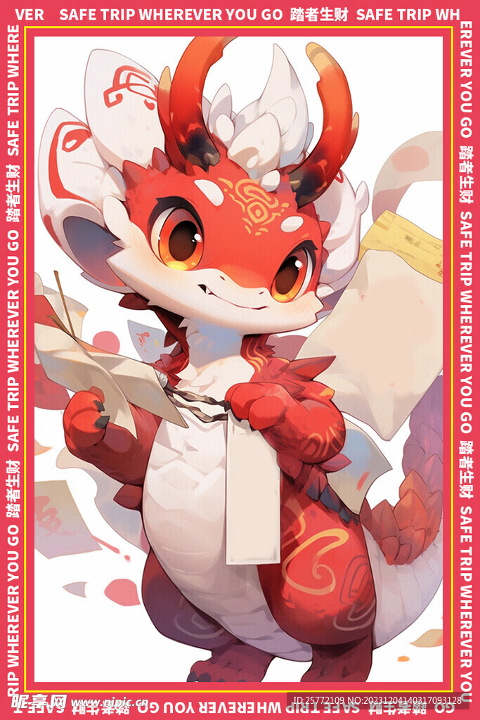 红色卡通龙地垫