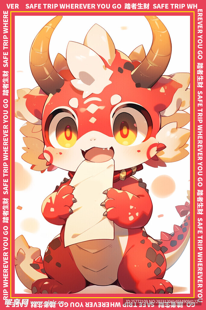 红色可爱卡通龙地垫