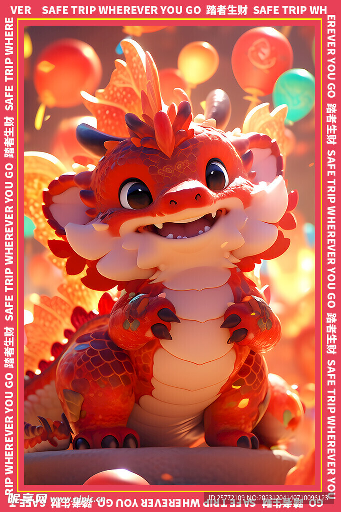 可爱卡通龙地垫图案