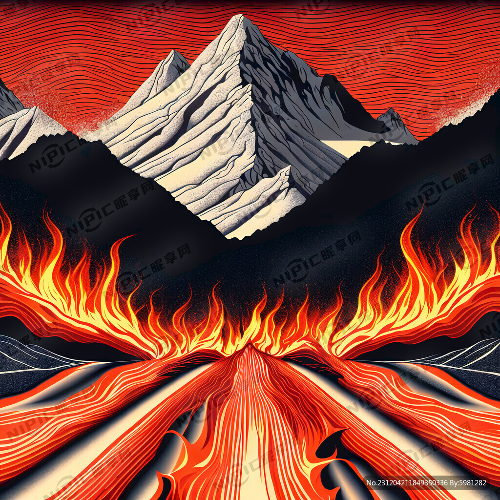 雪山火焰线条图案