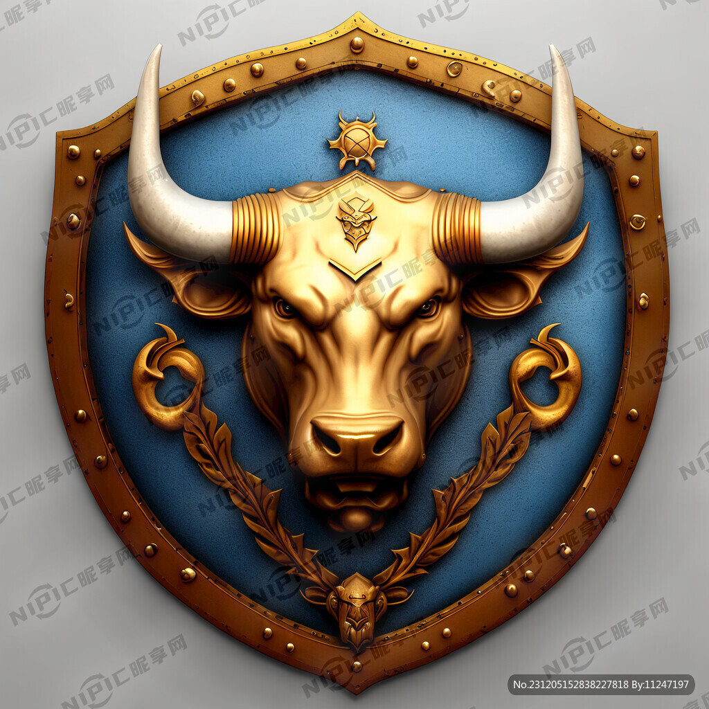 威猛霸气的牛头盾牌