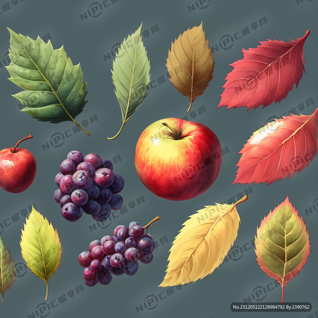 各种绘画水果叶子