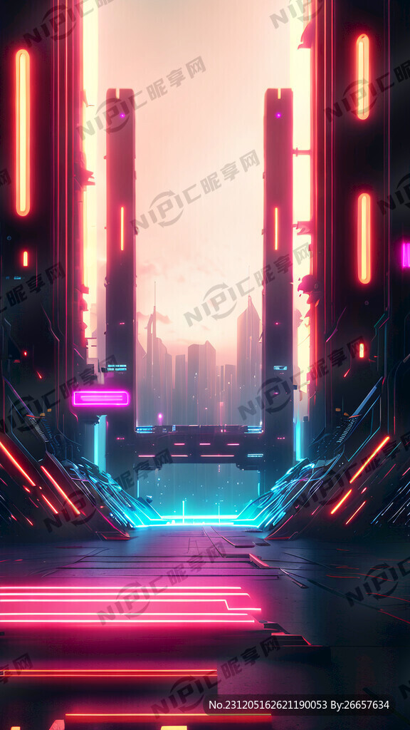 赛博朋克科幻背景 未来科技