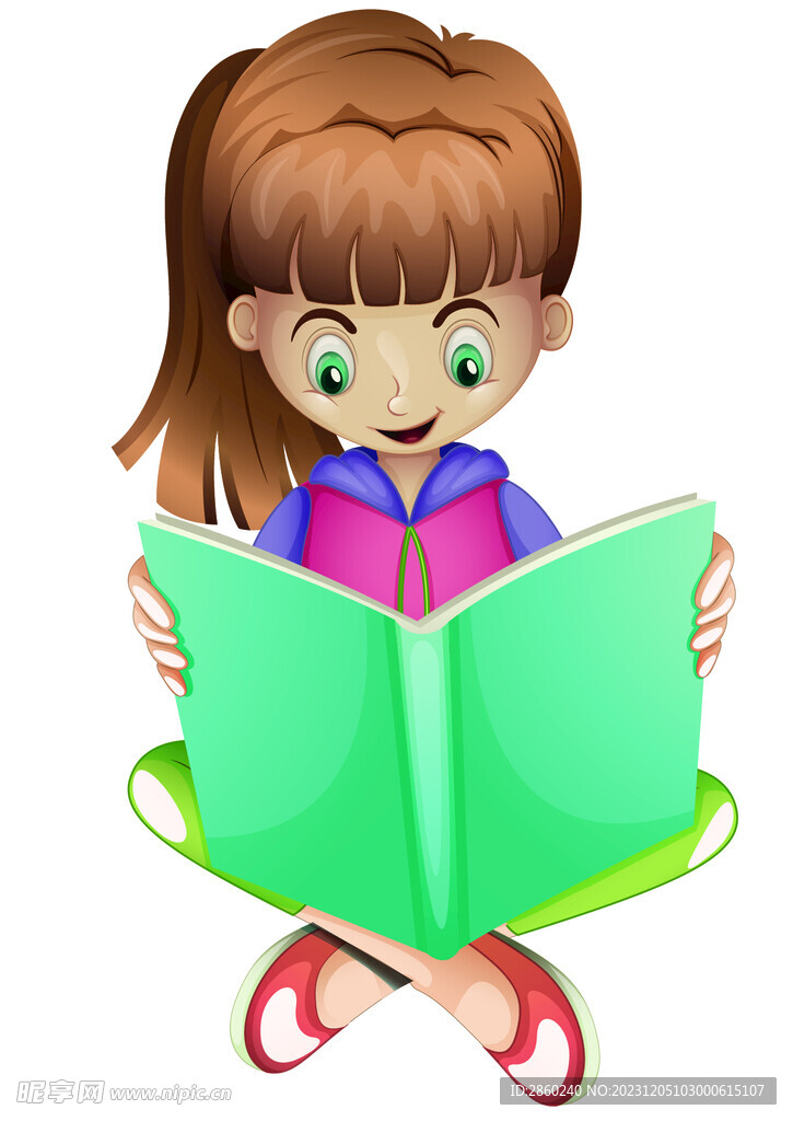 卡通看书女孩