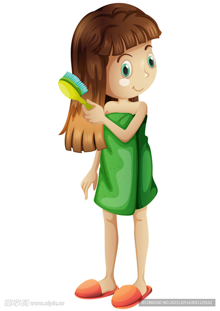 卡通梳头女孩