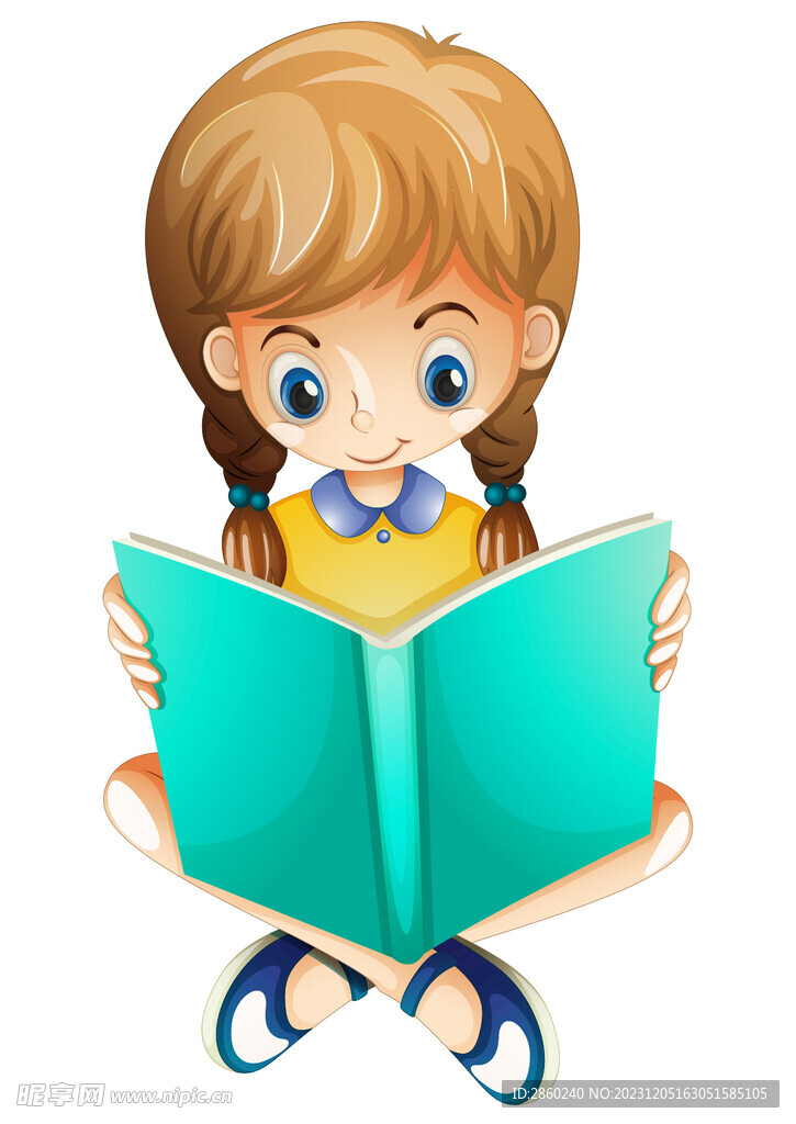 卡通看书女孩
