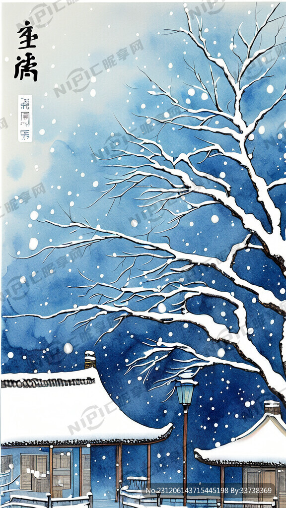 大雪 节气 画报 国风 蓝色