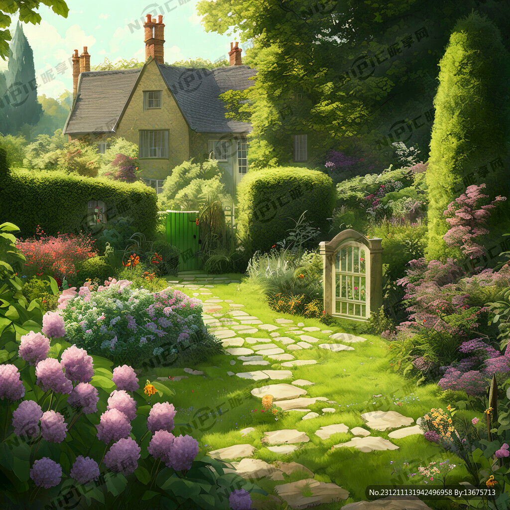 戴手套劳动的英国园林场景