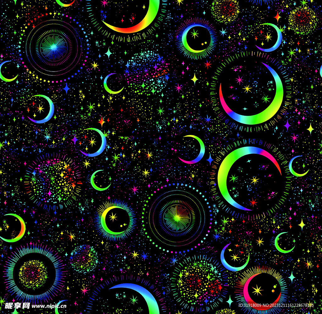 彩色星星月亮