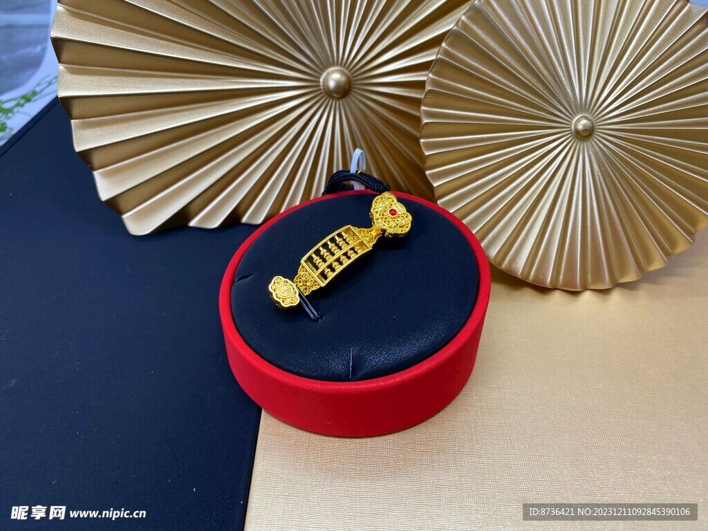 黄金足金如意算盘吊坠首饰