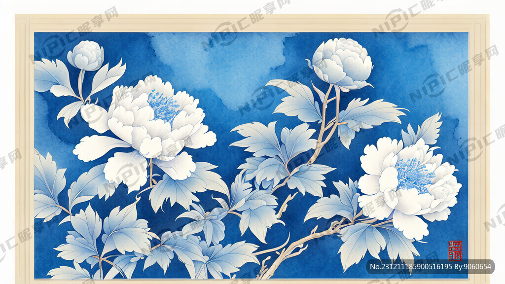 矢量 花纹 蓝色 中国风