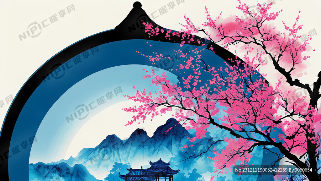 矢量 花纹 蓝色 中国风   