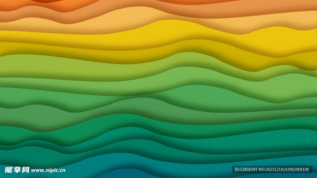 彩色渐变抽象拉丝流体波浪线条