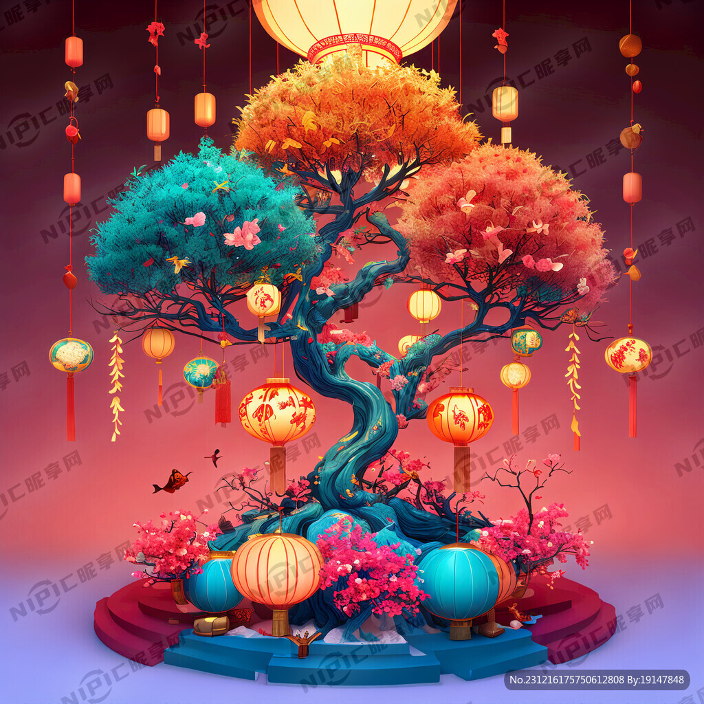 新年许愿树美陈摆设