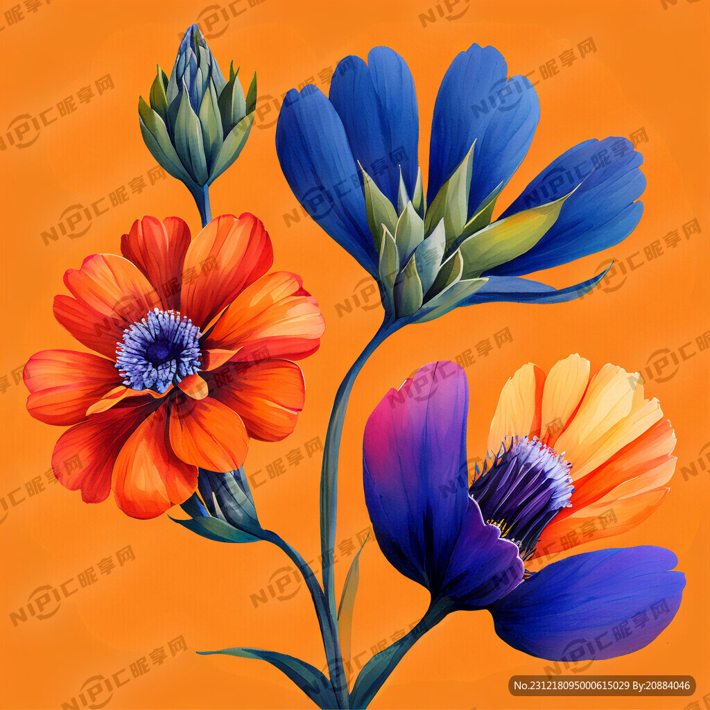 各种颜色的南非帝王花平铺于画面