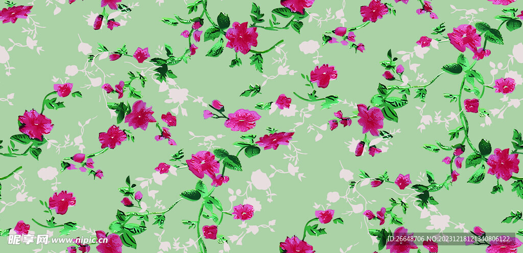 小碎花 数码印花 手绘花