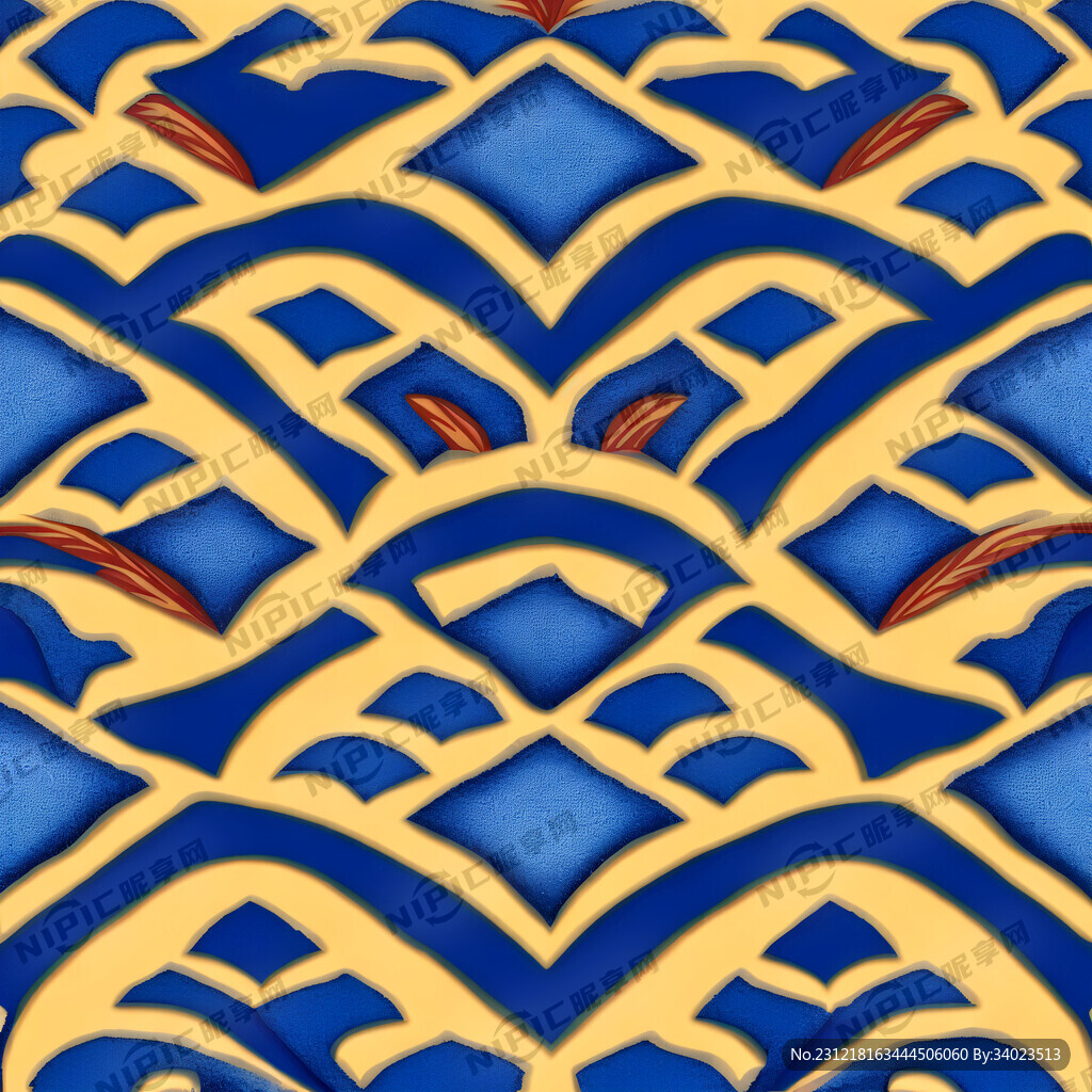 西兰卡普图案  蓝色调