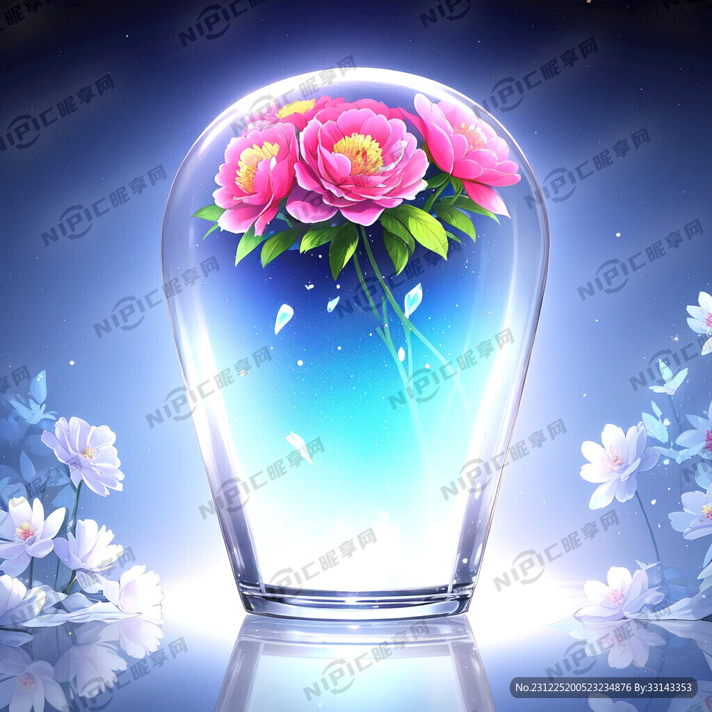 玻璃花瓶 牡丹 花瓶有小花