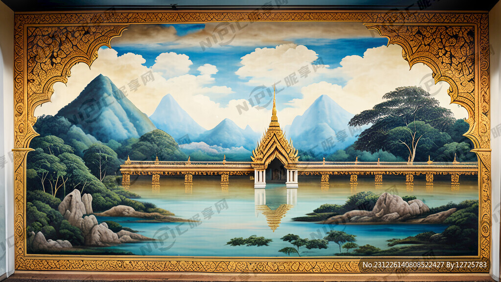 泰国壁画 泰国宫廷长廊