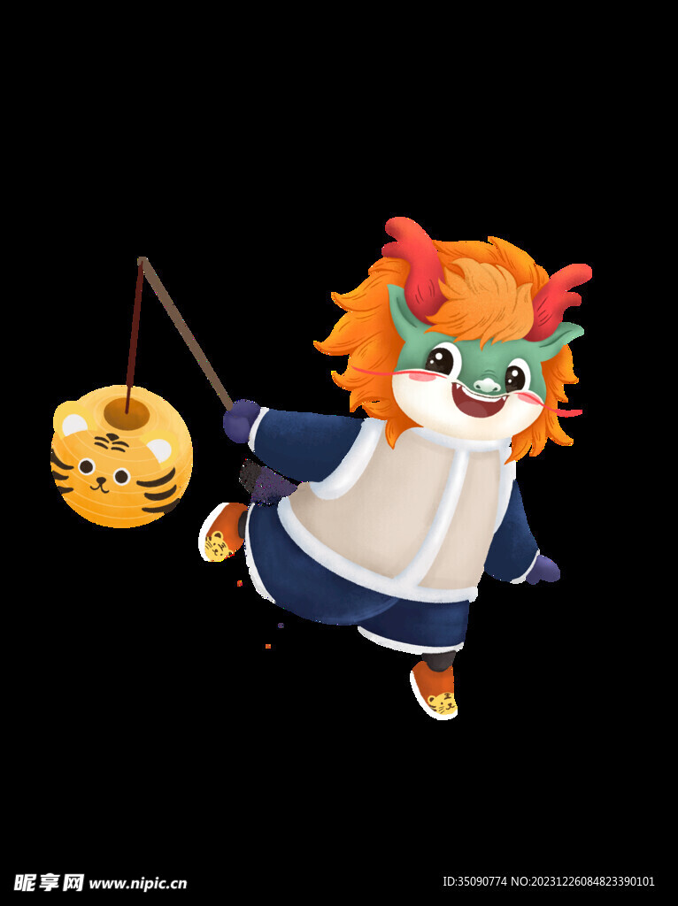 新年海报龙年卡通插画