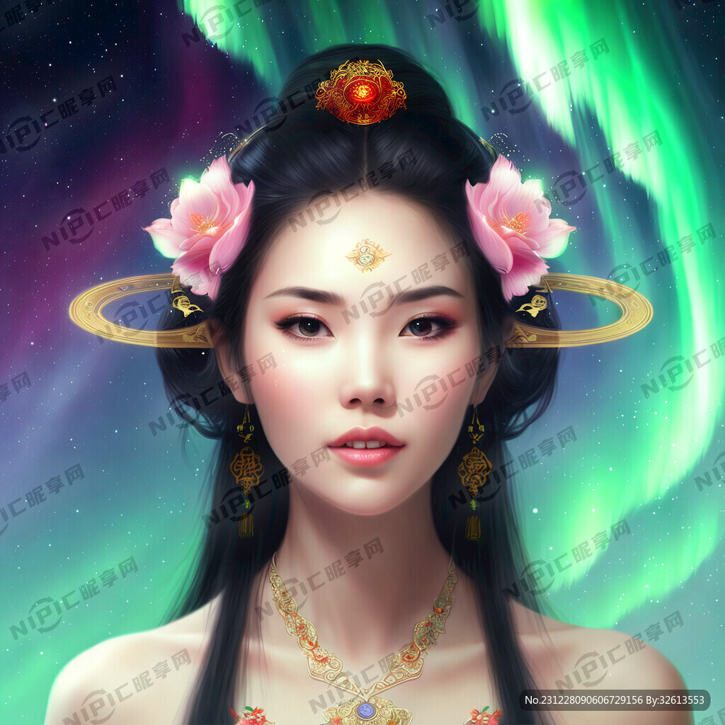 宇宙极光和美女