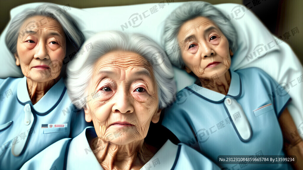 奶奶 医院 病床上 俯视图