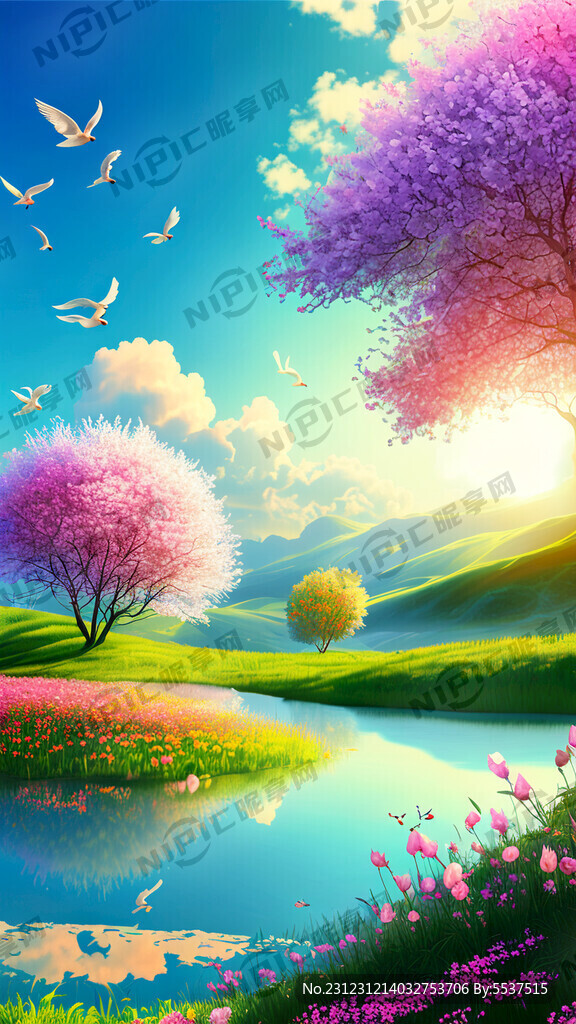 梦幻 明亮 霞光  春天景色 