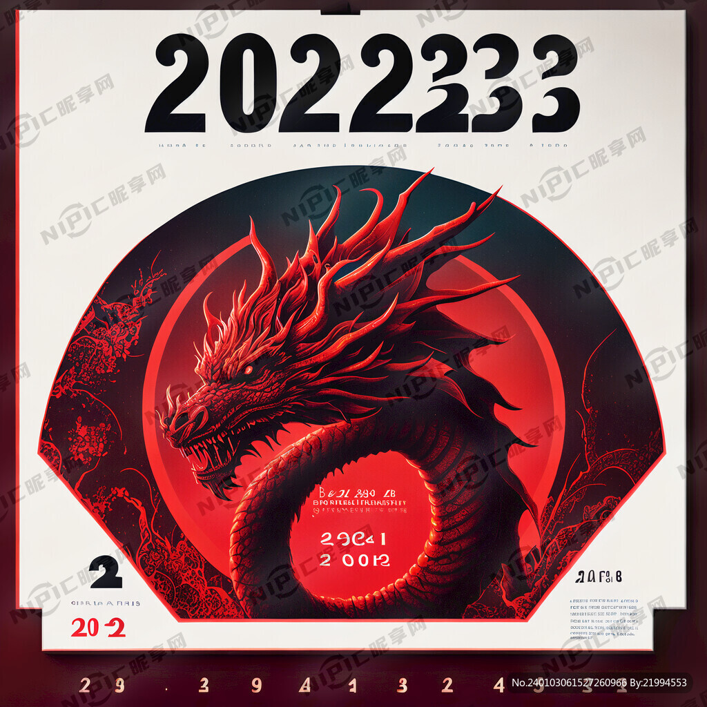 2024年台历封面 暗红底