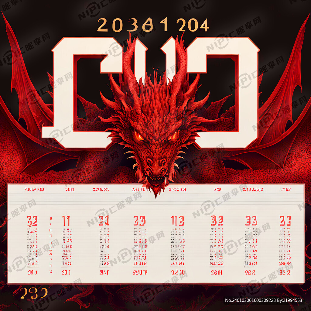 2024年台历封面 暗红底