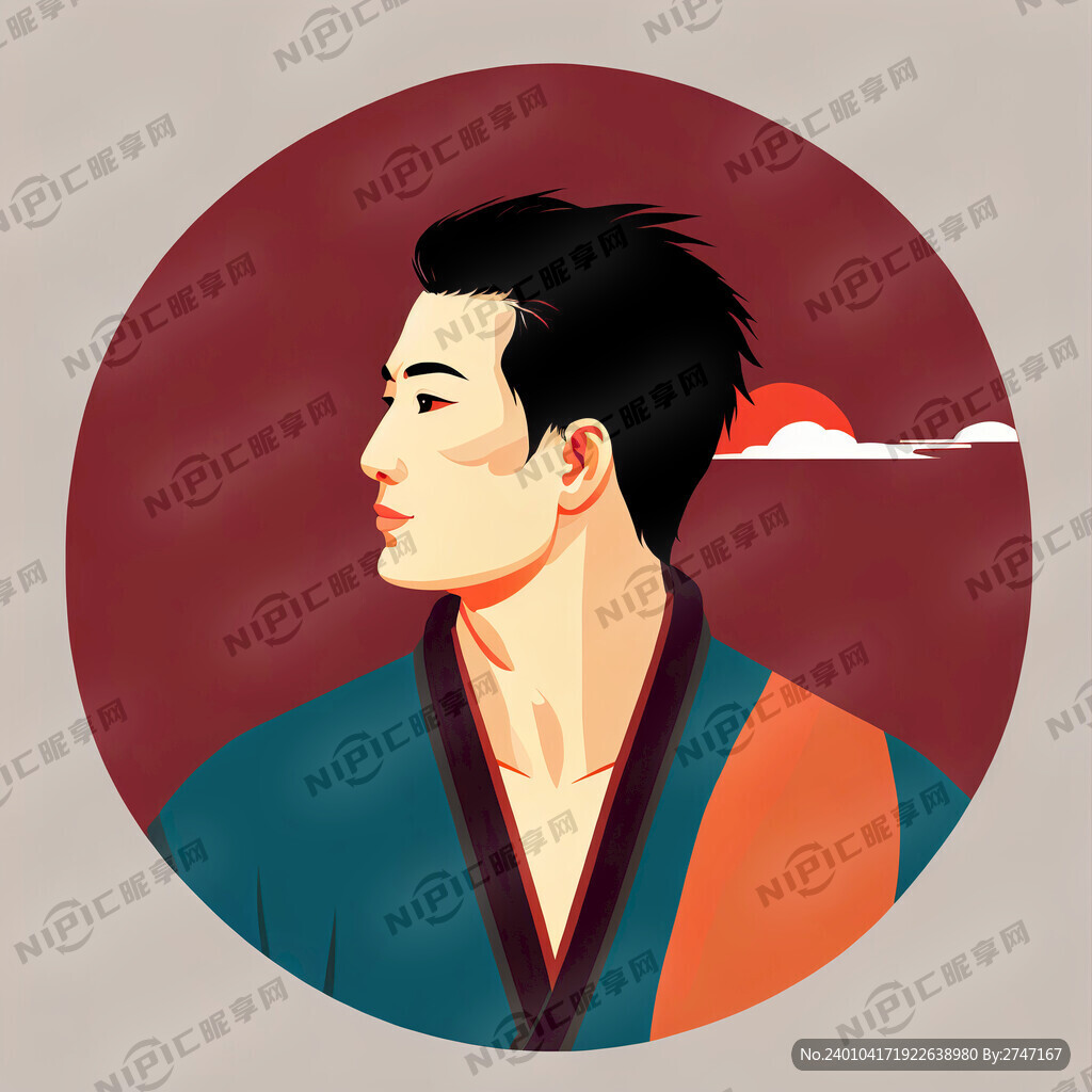 港风 男 矢量画 插画 正方形