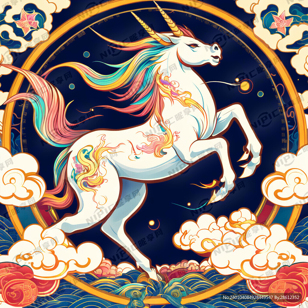 麒麟插画 科技感 姿势富有动感