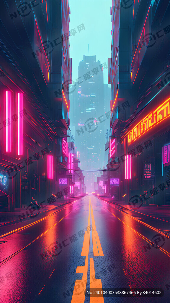 赛博朋克 城市街道 远景