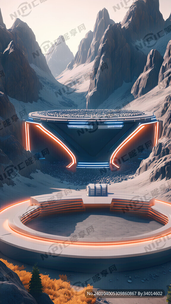 未来科技 山谷中的舞台 超现实