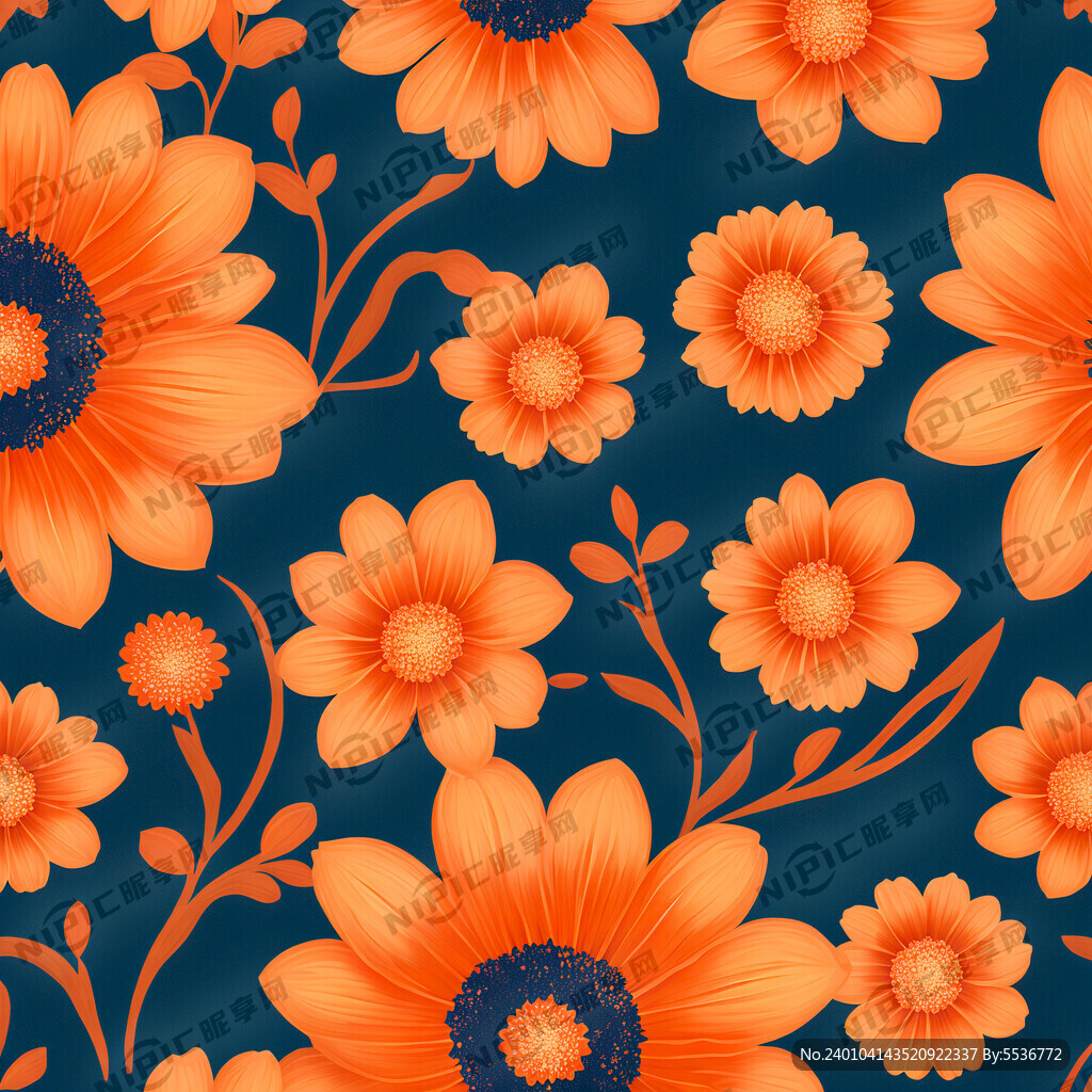 橙色的花卉底纹