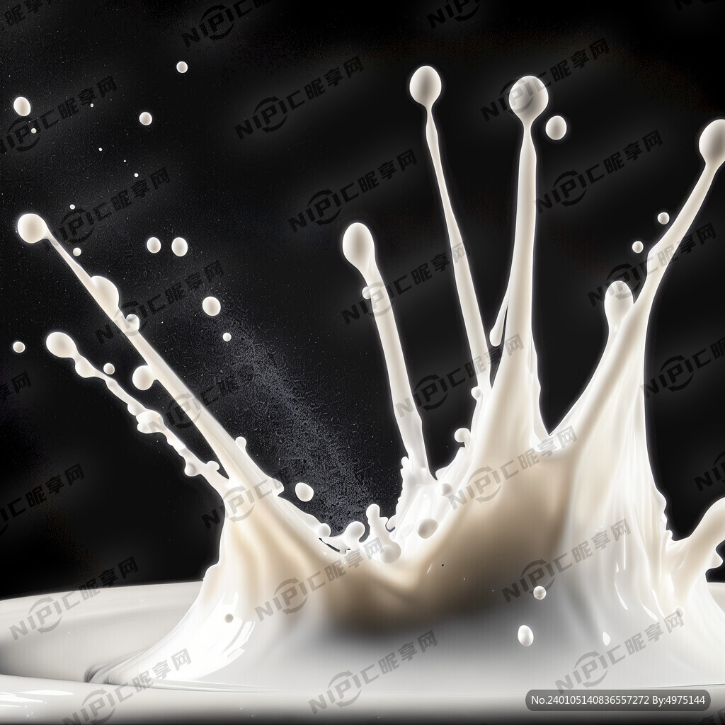 黑色背景 牛奶滴下来飞溅