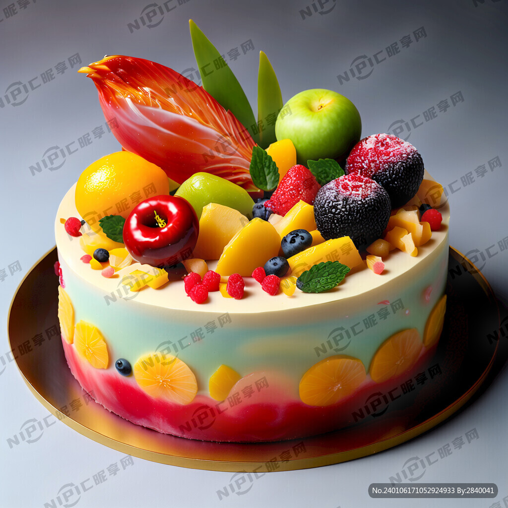新年 蛋糕 超现实 水果