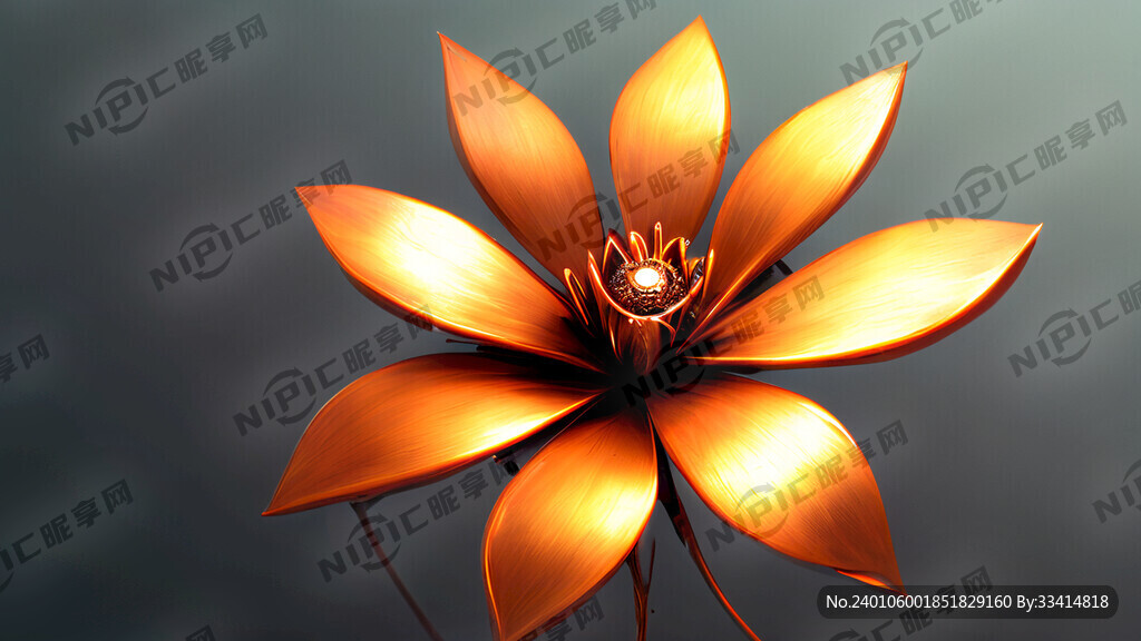 金属花 梦幻 科幻 橙色