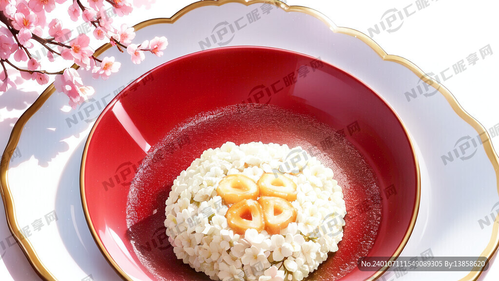 樱花 粉色团子三个 浅色背景