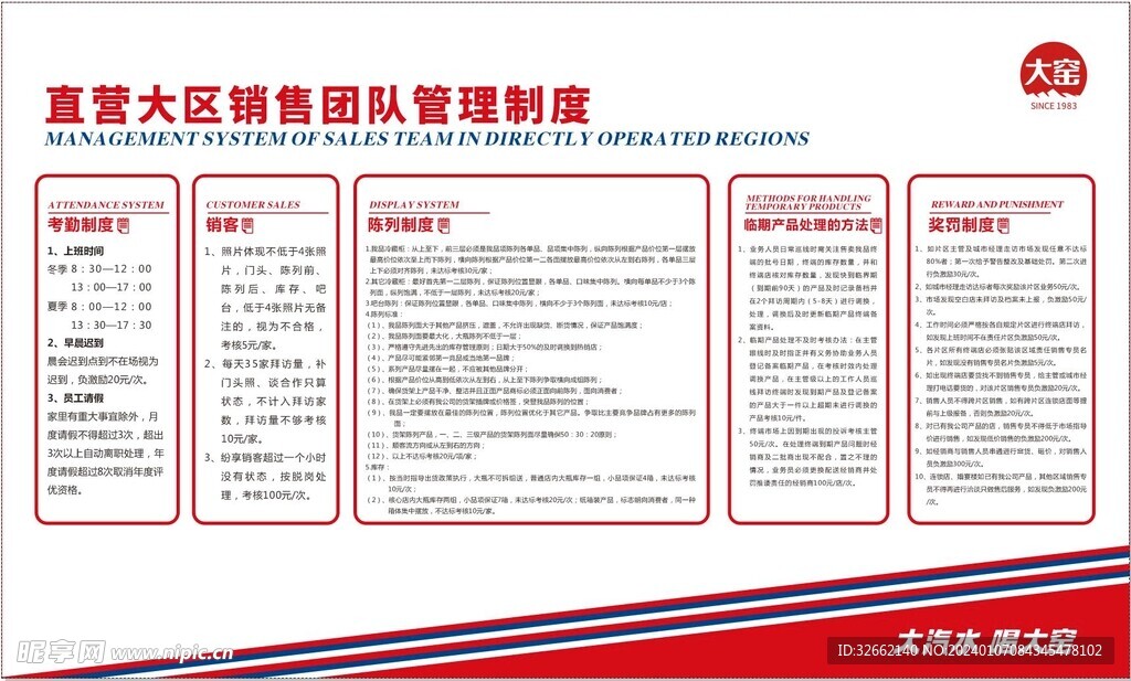 大窑直营大区销售团队管理制度