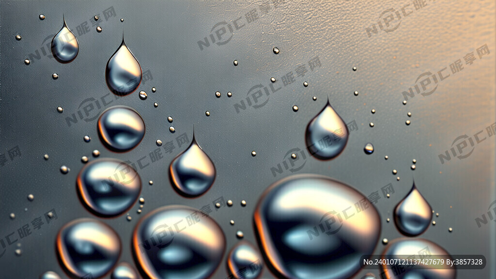 金属镜面上的水滴