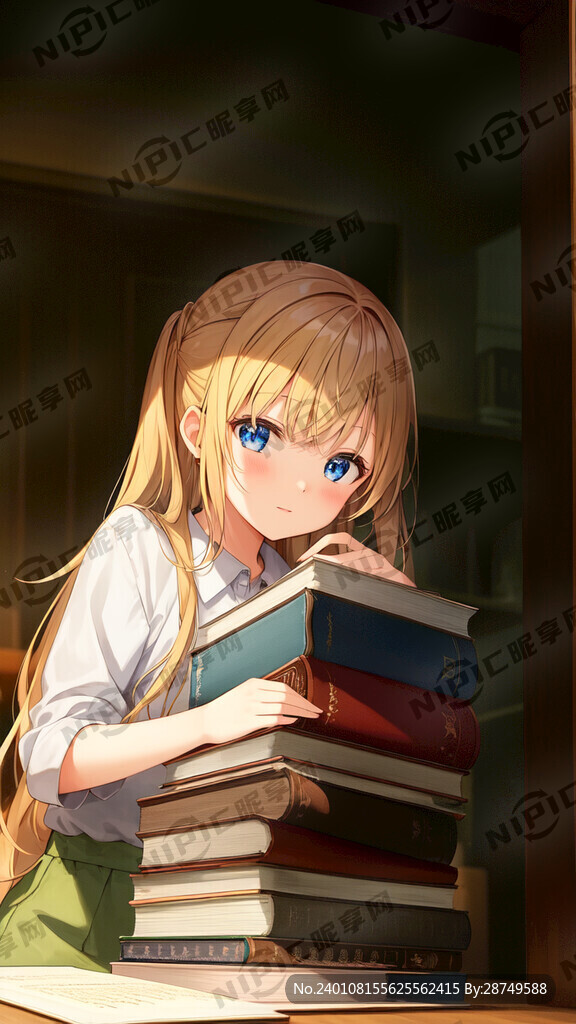 抱着一摞书的女生