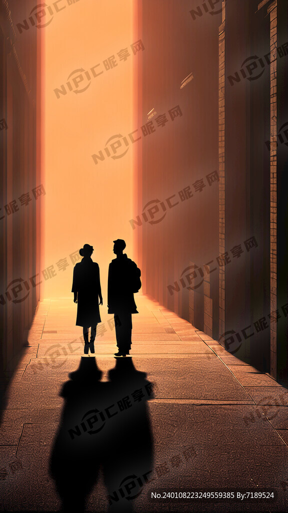 昏暗的灯光 两个人影