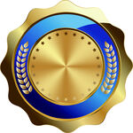 波浪金属外框蓝色圆环麦穗五星圆