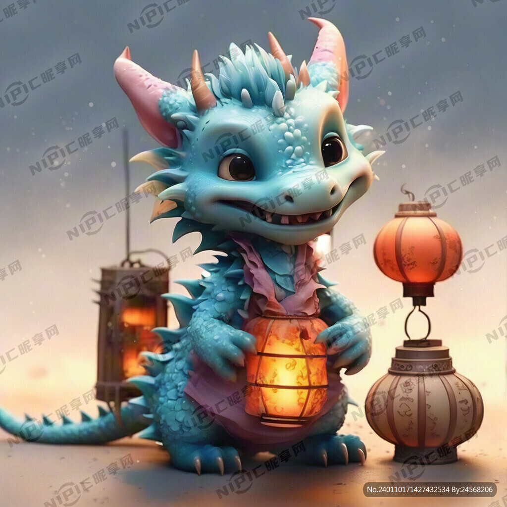 卡通 动漫 中国可爱龙 质感