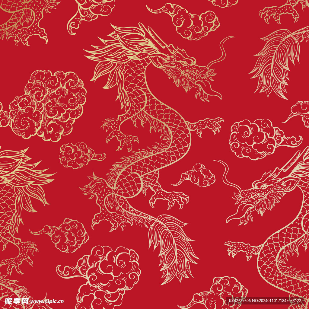 红色龙底纹