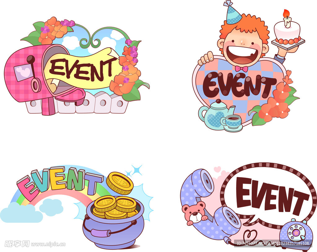 水彩儿童矢量图标素材