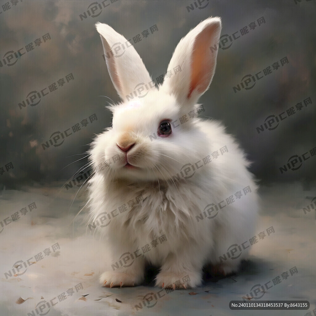 兔子 纯白色的 萌萌的 大头的