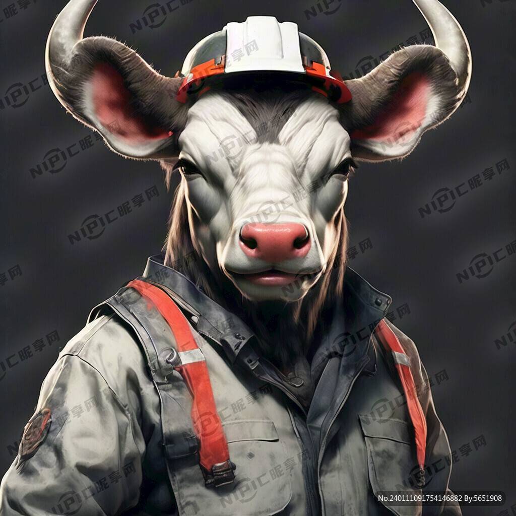 吉祥物 牛头人身的工人 穿汉服